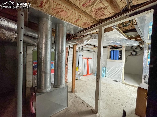unfinished below grade area with gas water heater