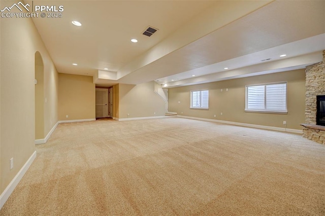 12590 Holmes Rd, Black Forest, CO 80908 - below grade area featuring recessed lighting, visible vents, and carpet
