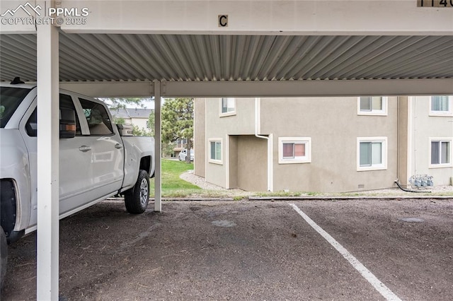 view of covered parking lot
