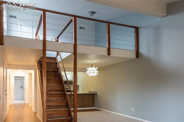 stairway with baseboards
