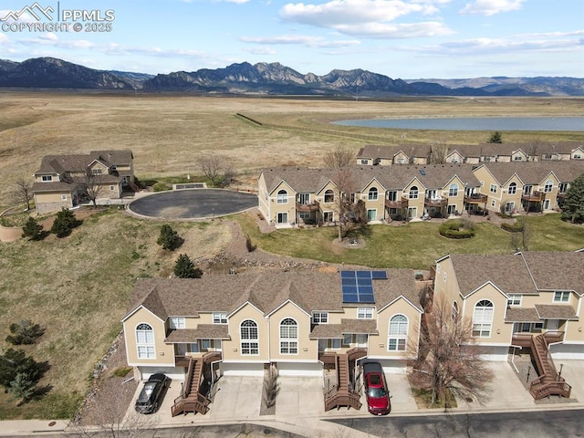 drone / aerial view with a mountain view