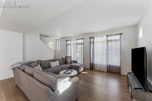 6117 Ashmore Ln, Colorado Springs, CO 80927 - living room featuring wood finished floors and baseboards