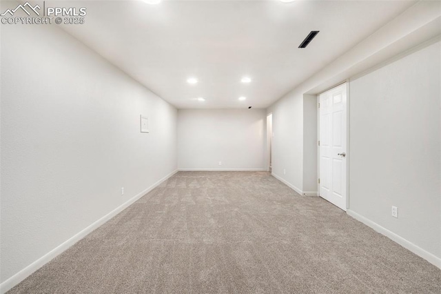 735 N Walnut St, Colorado Springs, CO 80905 - finished basement with recessed lighting, baseboards, and light carpet