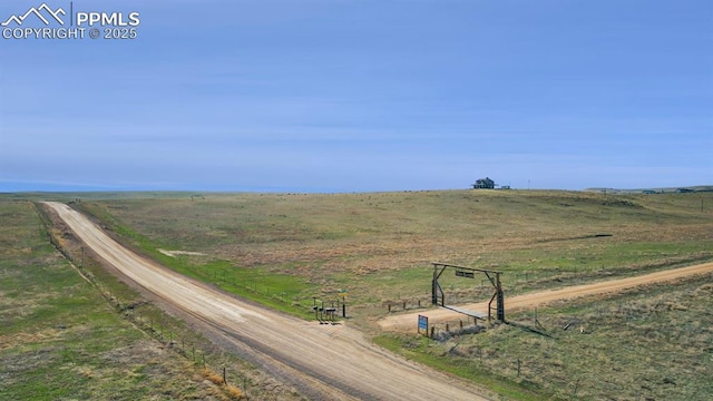 view of street with a rural view