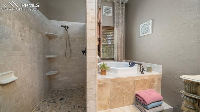 17770 Radbourne Ct, Monument, CO 80132 - bathroom with a bath and a tile shower