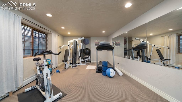 17770 Radbourne Ct, Monument, CO 80132 - exercise area with baseboards, recessed lighting, and carpet floors