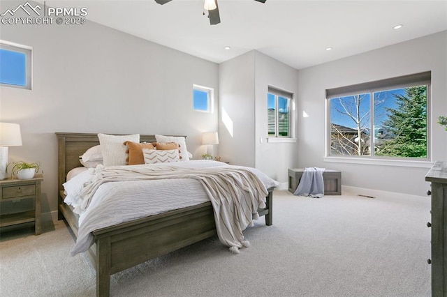 13625 Kitty Joe Ct, Colorado Springs, CO 80921 - carpeted bedroom featuring baseboards, recessed lighting, and ceiling fan