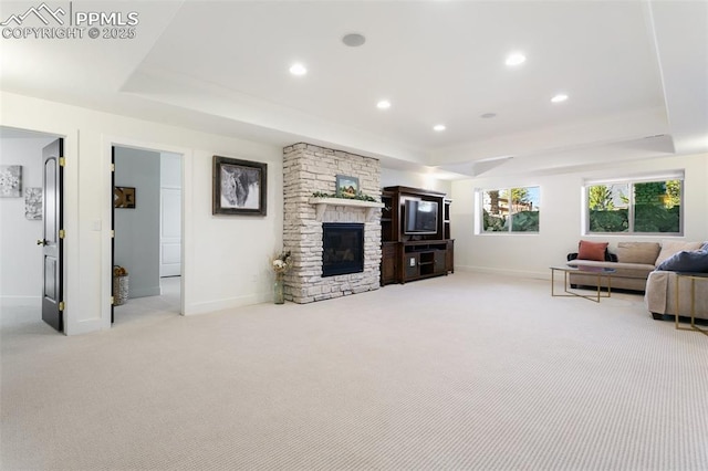 13625 Kitty Joe Ct, Colorado Springs, CO 80921 - living room featuring baseboards, carpet flooring, and a raised ceiling