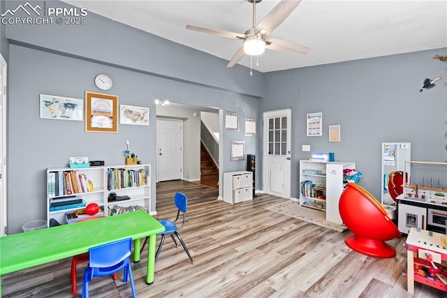 537 Blossom Field Rd, Fountain, CO 80817 - rec room featuring wood finished floors and ceiling fan