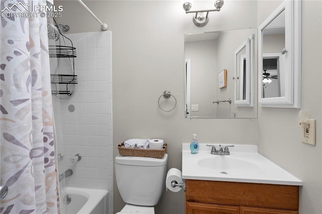 537 Blossom Field Rd, Fountain, CO 80817 - full bathroom featuring shower / bath combo, vanity, and toilet