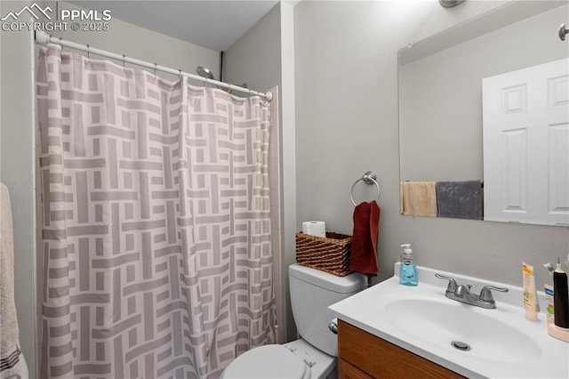 537 Blossom Field Rd, Fountain, CO 80817 - bathroom with a shower with shower curtain, toilet, and vanity