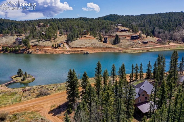 water view featuring a wooded view
