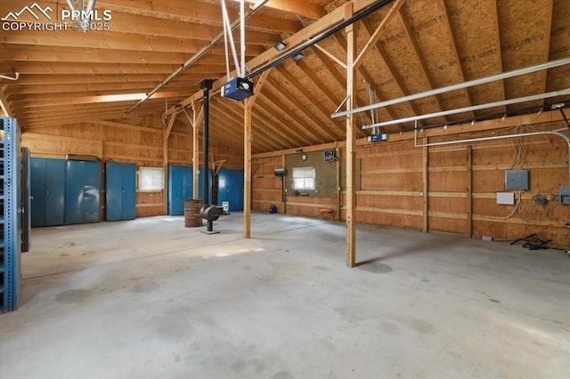 garage with a garage door opener