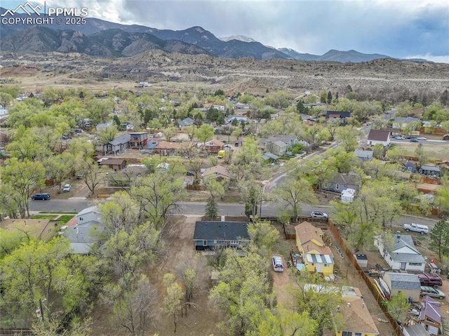 birds eye view of property featuring a residential view and a mountain view