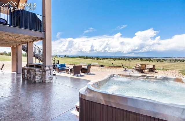 4908 Silver Nell Dr, Colorado Springs, CO 80908 - view of patio with a hot tub and stairway