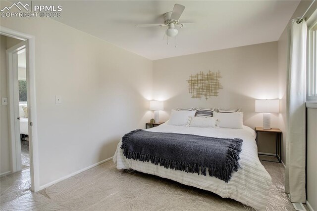 409 Columbine St, Fountain, CO 80817 - carpeted bedroom featuring baseboards and a ceiling fan