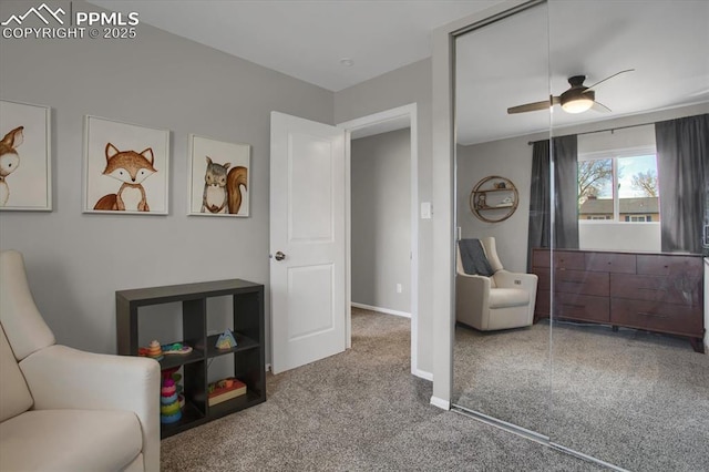 5064 Artistic Cir, Colorado Springs, CO 80917 - sitting room with carpet floors, baseboards, and ceiling fan