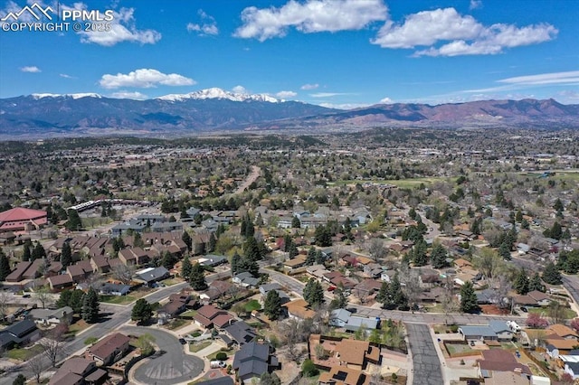5064 Artistic Cir, Colorado Springs, CO 80917 - drone / aerial view featuring a residential view and a mountain view