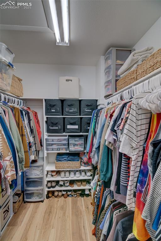 walk in closet featuring wood finished floors