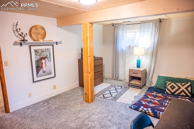 bedroom featuring baseboards and carpet