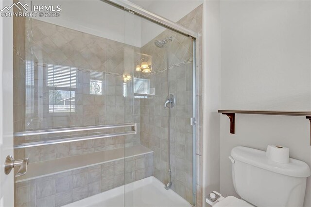 16850 Buffalo Valley Path, Monument, CO 81032 - bathroom with toilet and tiled shower