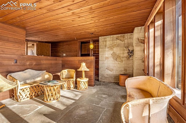 1455 La Mesa St, Colorado Springs, CO 80904 - living area with wood ceiling and wooden walls