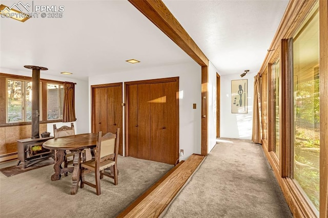 1455 La Mesa St, Colorado Springs, CO 80904 - carpeted dining area with a wood stove