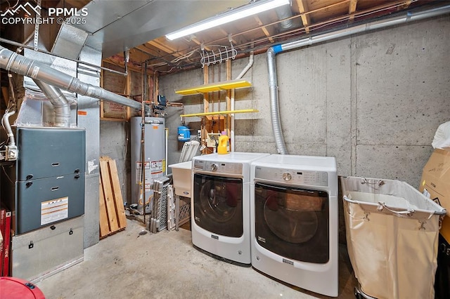 8545 Salsifa Ter, Colorado Springs, CO 80920 - unfinished basement with water heater, washer and clothes dryer, and heating unit