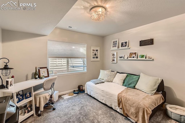 carpeted office featuring baseboards and visible vents