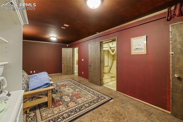 corridor with crown molding