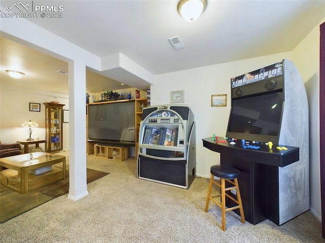 game room featuring baseboards and visible vents