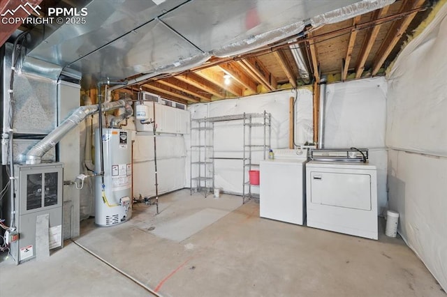 5012 Chaise Dr, Colorado Springs, CO 80923 - unfinished basement featuring gas water heater, independent washer and dryer, and heating unit