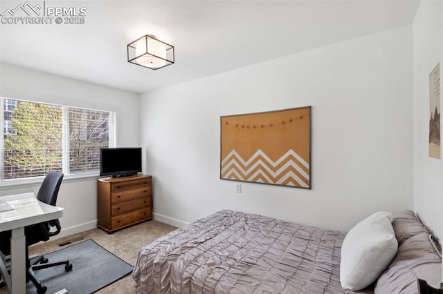 bedroom featuring carpet floors and baseboards