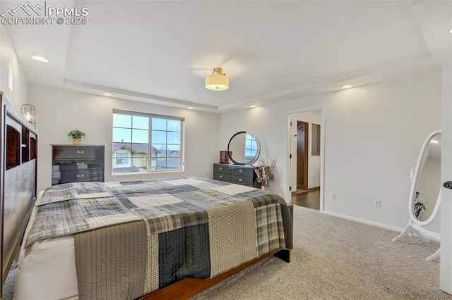 6775 Hazel Branch Ct, Colorado Springs, CO 80927 - carpeted bedroom with a raised ceiling, recessed lighting, and baseboards