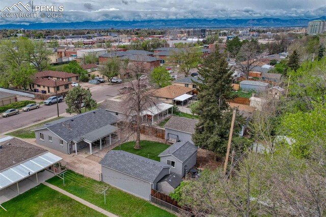 5477 E Asbury Ave, Denver, CO 80222 - aerial view of residential area with mountains