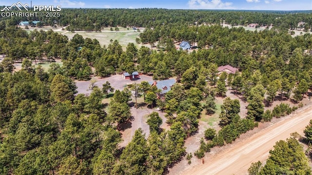 14560 Spiritwood Loop, Elbert, CO 80106 - birds eye view of property featuring a forest view