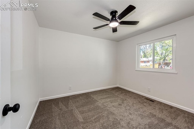 2222 Frontier Dr, Colorado Springs, CO 80911 - unfurnished room featuring visible vents, carpet flooring, baseboards, and a ceiling fan
