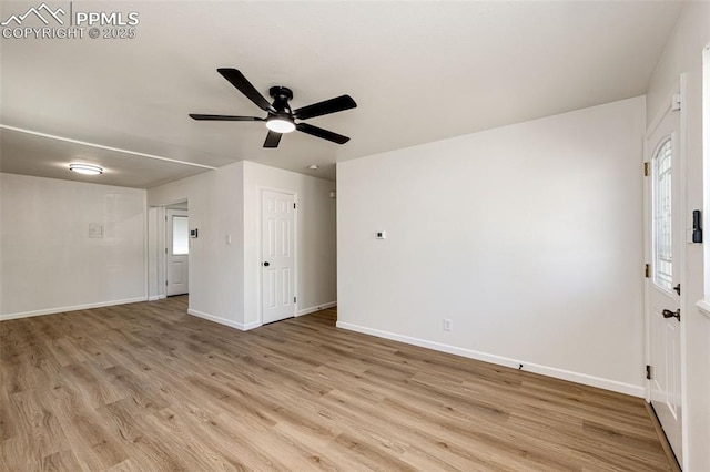 2222 Frontier Dr, Colorado Springs, CO 80911 - interior space with ceiling fan, a wealth of natural light, baseboards, and light wood-style floors