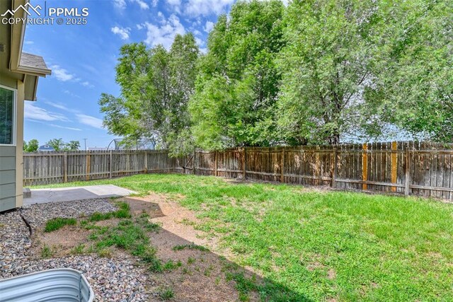 view of yard with a fenced backyard