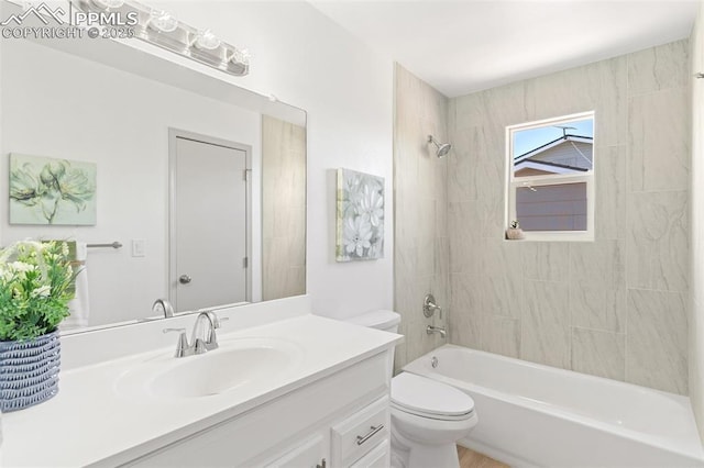 929 Bromefield Dr, Fountain, CO 80817 - bathroom featuring vanity, washtub / shower combination, and toilet