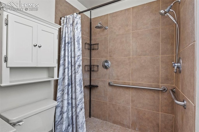 1200 Forest Edge Rd, Woodland Park, CO 80863 - bathroom with a stall shower and toilet