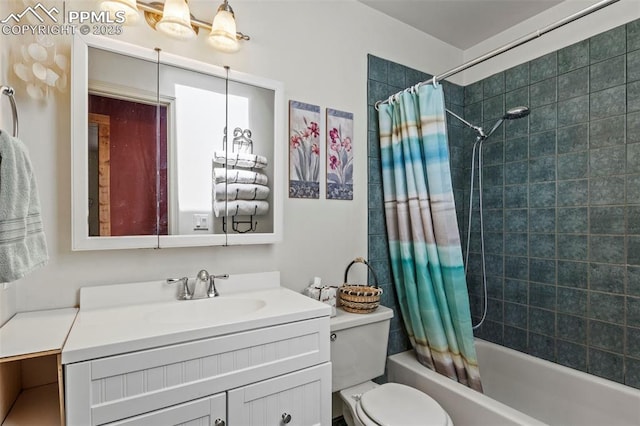 1200 Forest Edge Rd, Woodland Park, CO 80863 - full bath featuring toilet, vanity, and shower / bath combination with curtain