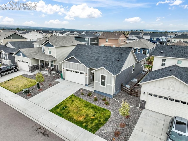 aerial view with a residential view