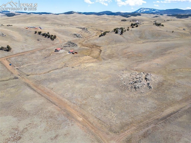 birds eye view of property with a rural view, a mountain view, and view of desert
