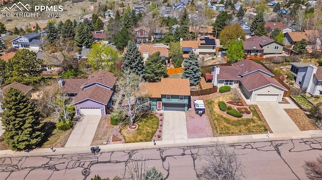 aerial view featuring a residential view