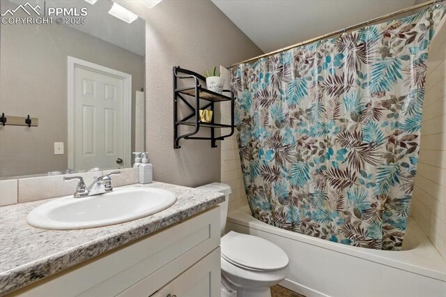2032 Woodsong Way, Fountain, CO 80817 - full bathroom with vanity, shower / bath combo, and toilet