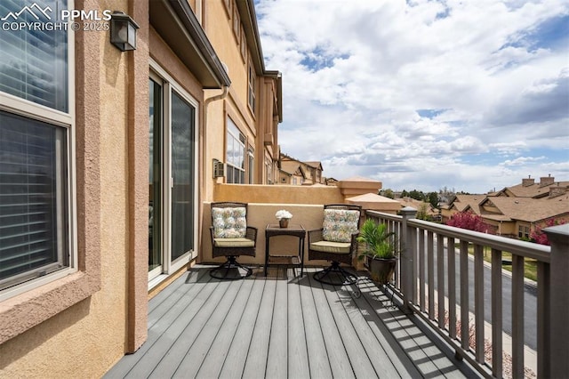8492 Artesian Springs Pt, Colorado Springs, CO 80920 - wooden terrace featuring a residential view