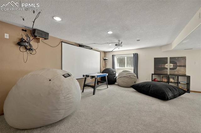 9025 Rochester Dr, Colorado Springs, CO 80920 - sitting room featuring carpet, a textured ceiling, and recessed lighting