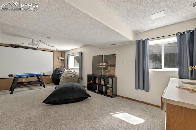 9025 Rochester Dr, Colorado Springs, CO 80920 - playroom featuring a textured ceiling, light carpet, and baseboards