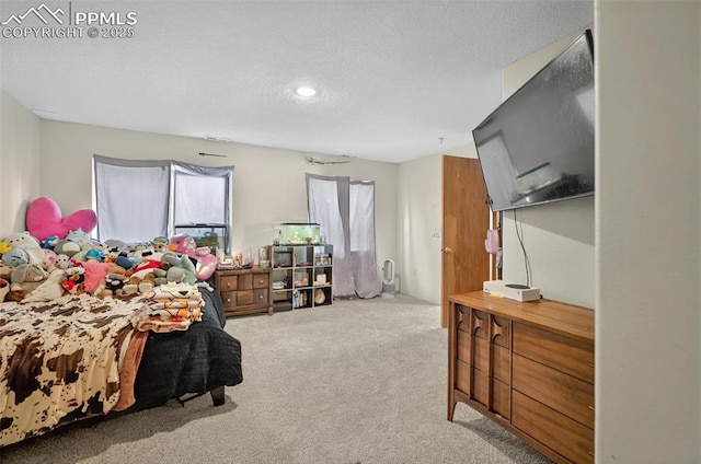 9025 Rochester Dr, Colorado Springs, CO 80920 - bedroom featuring carpet, a textured ceiling, and recessed lighting